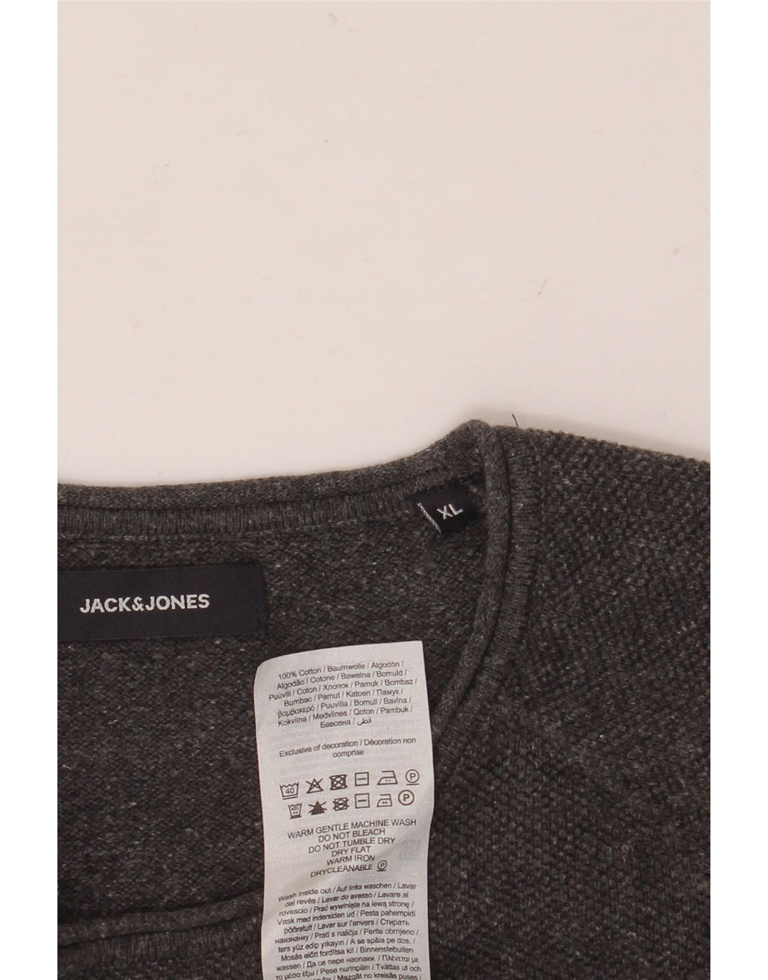 JACK & JONES Herre sweater med rund hals XL Grå bomuld