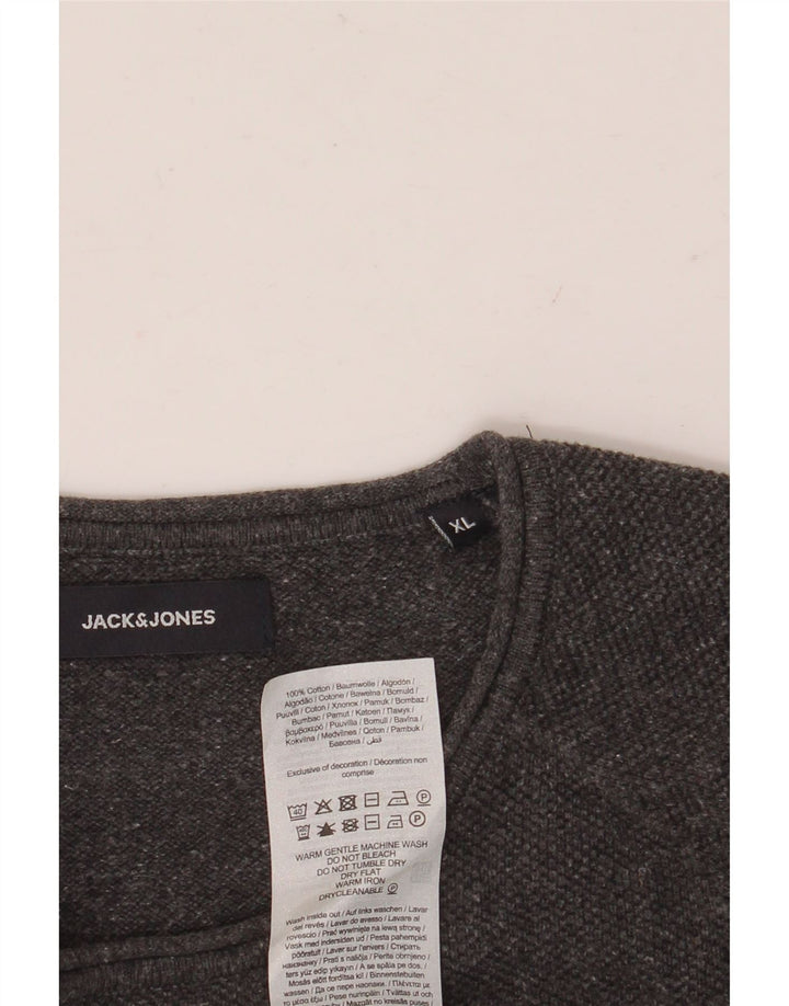 JACK & JONES Herre sweater med rund hals XL Grå bomuld