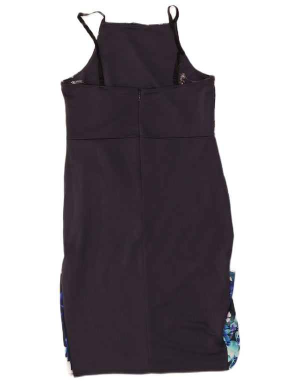 Lipsy Womens Bodycon Dress UK 14 Large Navy Blue Floral Polyester