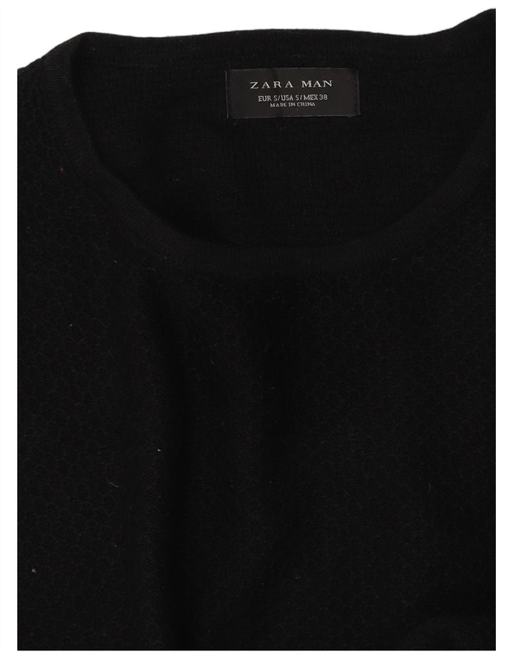 Zara Herre sweater med rund hals, lille sort