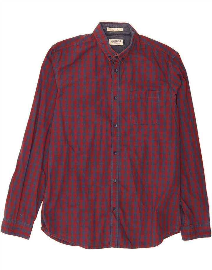JACK & JONES Mens Flannel Shirt Medium Red Check Cotton Vintage Jack & Jones and Second-Hand Jack & Jones from Messina Hembry 