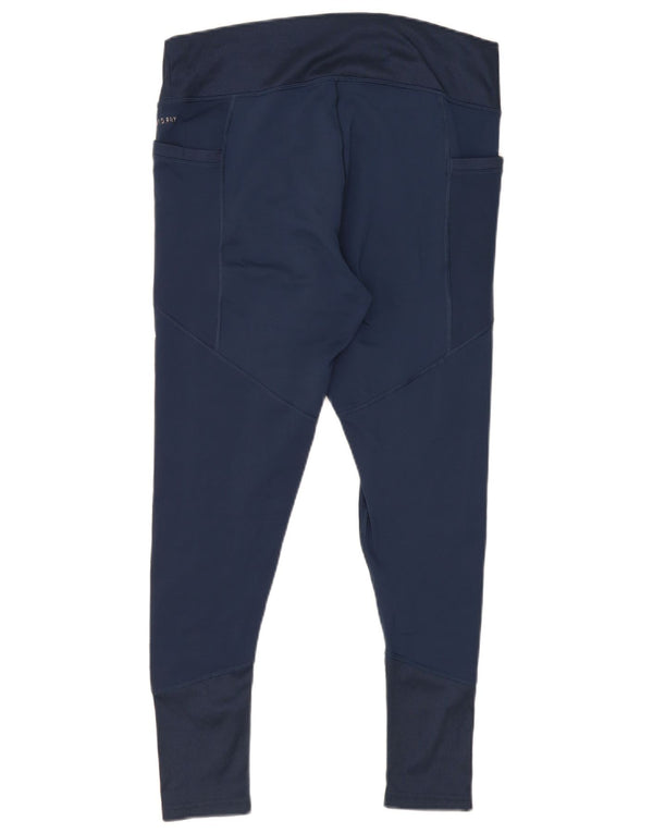 Adidas Aeroready Leggings til kvinder UK 16/18 Large Navy Blue Polyester