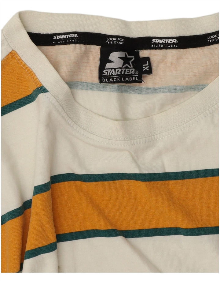 Starter Herre T-Shirt Top XL Hvidstribet bomuld