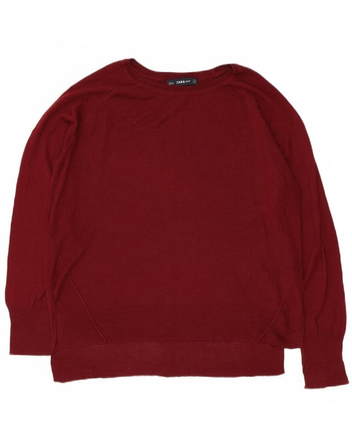 Zara Dame Boat Neck Jumper Sweater UK 14 Medium Maroon