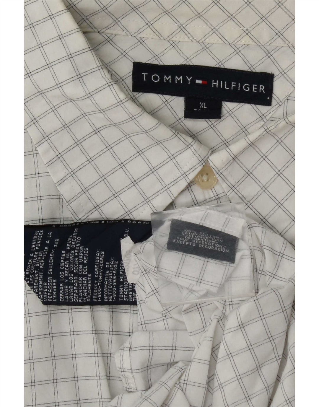 Tommy Hilfiger herreskjorte XL Hvid ternet bomuld