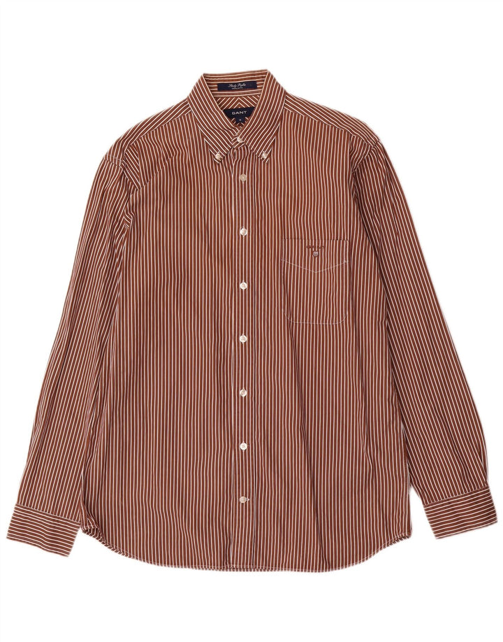 Gant herre Regular Fit skjorte medium brun stribet bomuld