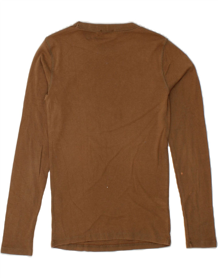 MAX & CO. Womens Graphic Top Long Sleeve UK 10 Small Brown Vintage Max & Co. and Second-Hand Max & Co. from Messina Hembry 