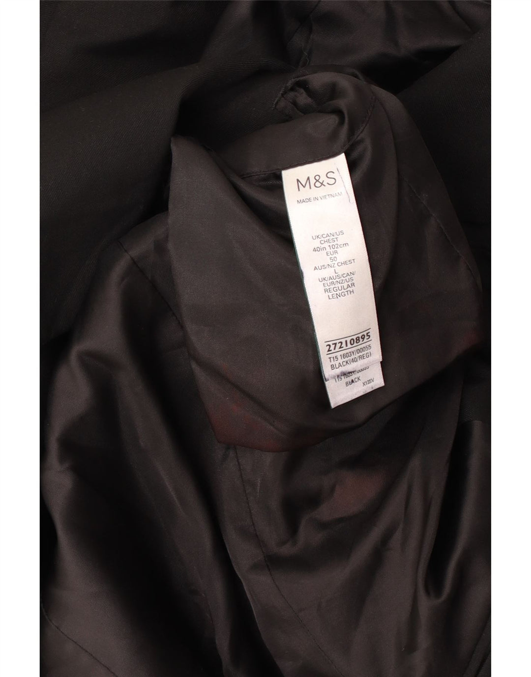 MARKS & SPENCER Herre 2-knaps blazerjakke UK 40 Medium Sort Polyester