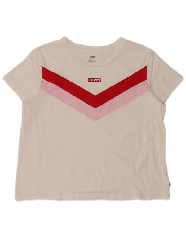 Levi's Womens Graphic T-Shirt Top UK 18 XL White Colourblock