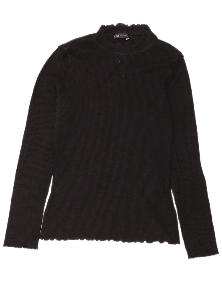 Marks & Spencer Dametop Langærmet UK 14 Medium Sort Bomuld