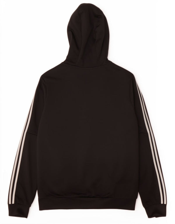 Adidas drenge grafisk hættetrøje med lynlås 11-12 år sort polyester