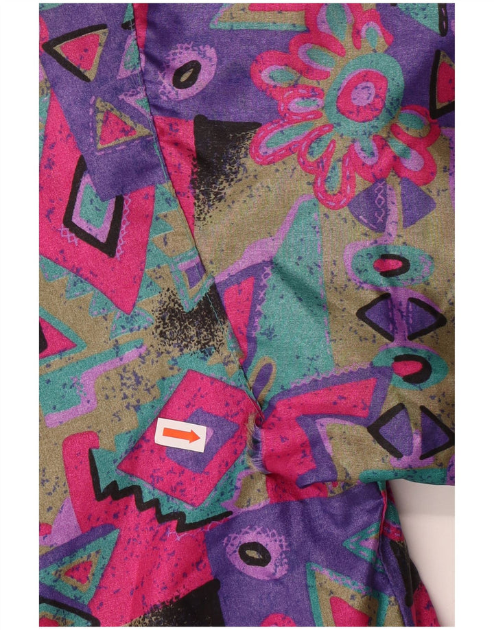 VINTAGE Piger Hættejakke frakke 15-16 år Flerfarvet Geometrisk