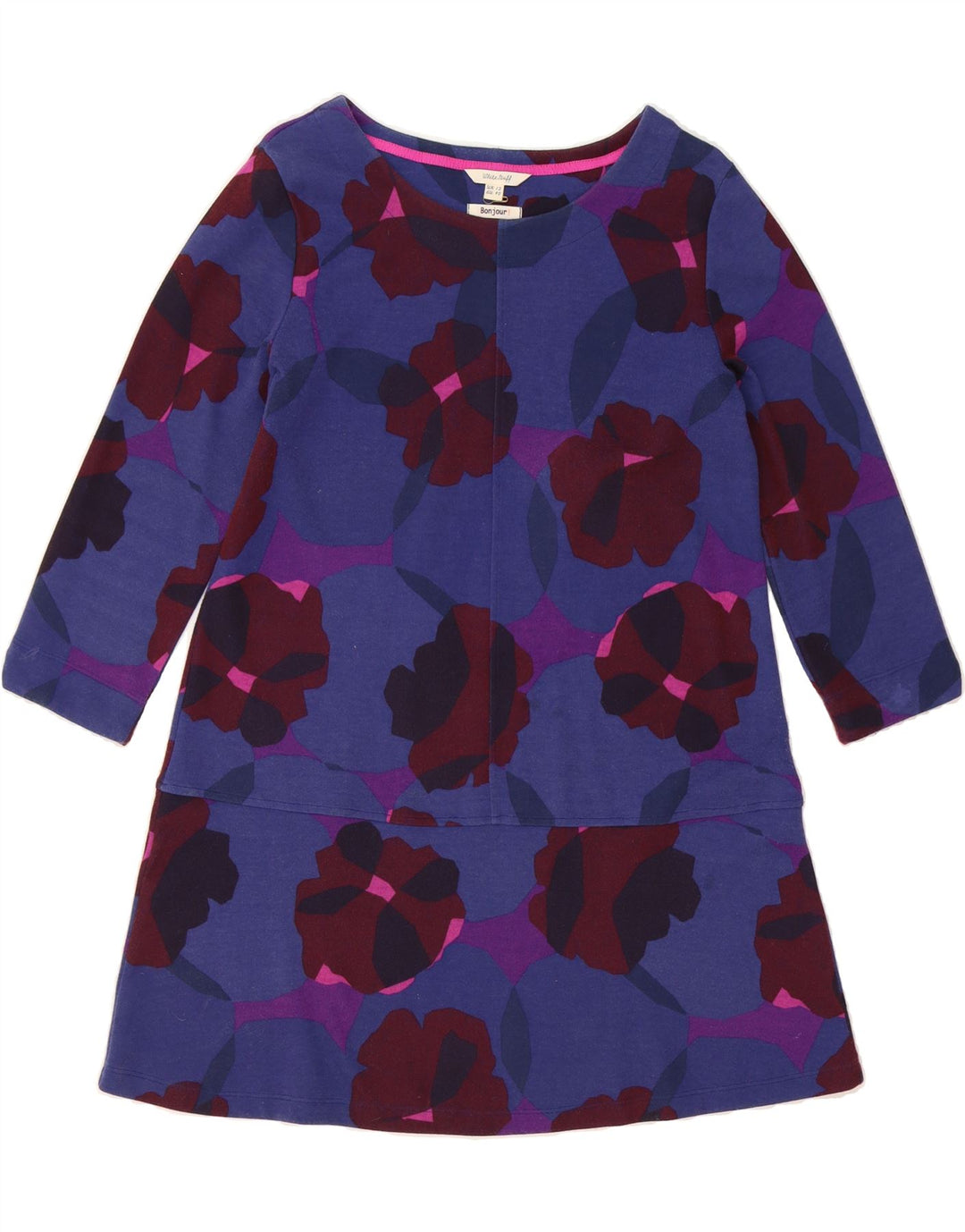 WHITE STUFF Womens 3/4 Sleeve Basic Dress UK 12 Medium  Navy Blue Floral Vintage White Stuff and Second-Hand White Stuff from Messina Hembry 
