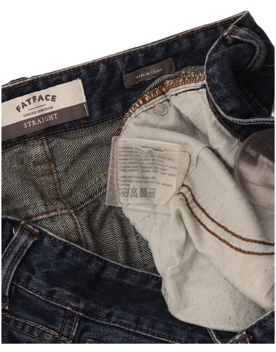 Fedt ansigt til mænd lige jeans W34 L30 marineblå bomuld