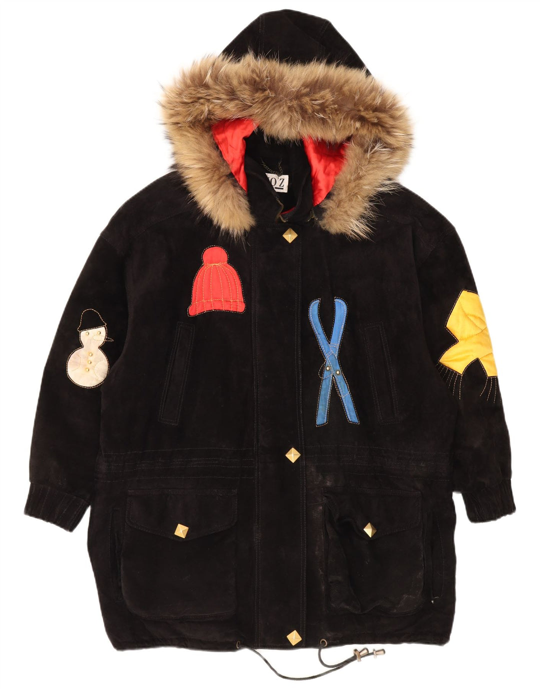 DINO' Z Dame Oversized Hooded Windbreaker Coat UK 14 Medium Black