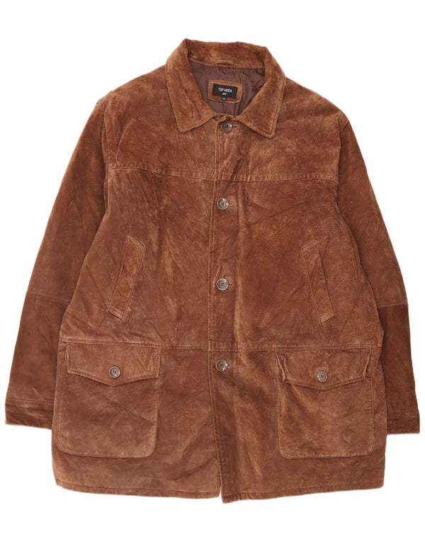 Vintage herre ruskindsjakke str. 60 3XL brunt læder