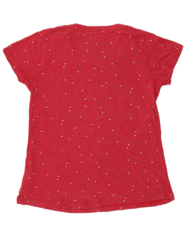 FAT FACE Dame T-Shirt Top UK 10 Lille rød plettet bomuld