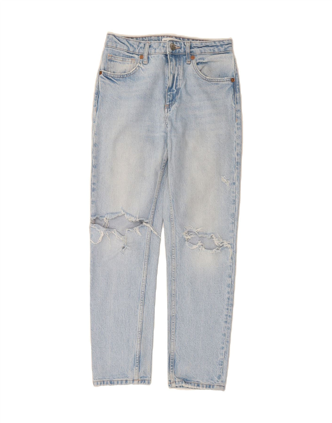 ZARA Womens Distressed Straight Jeans EU 36 XS W26 L27 Blue Vintage Zara and Second-Hand Zara from Messina Hembry 