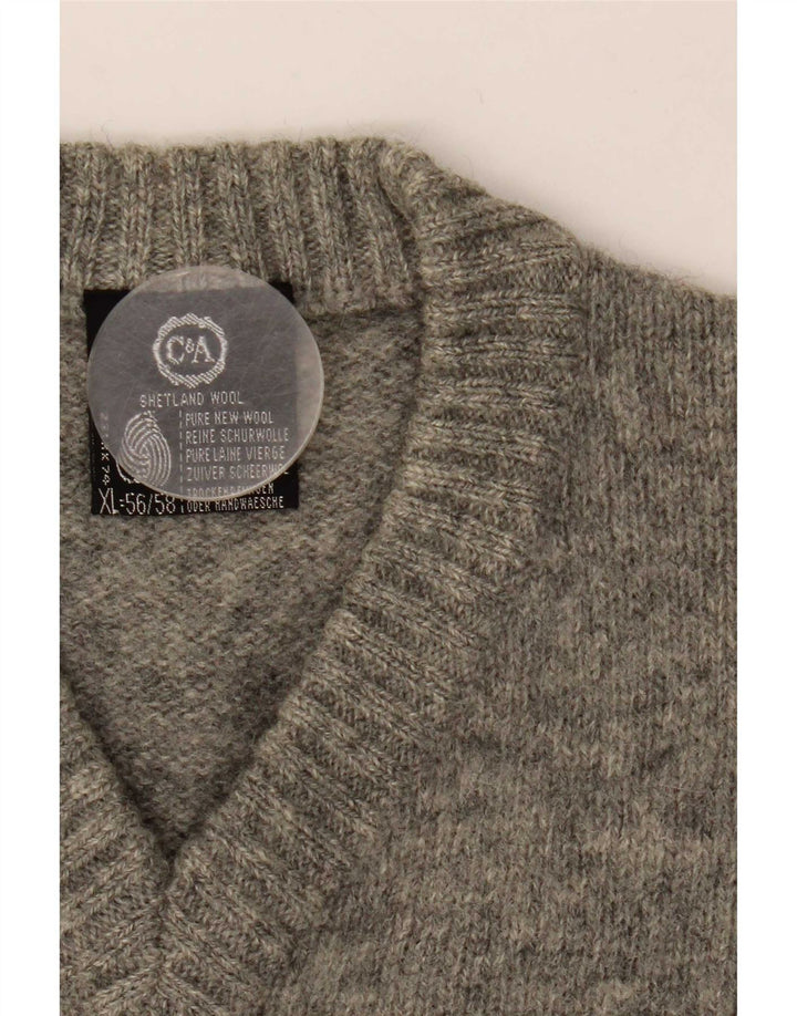 C & A Herre V-hals sweater IT 56/558 XL Grå Flecked Uld