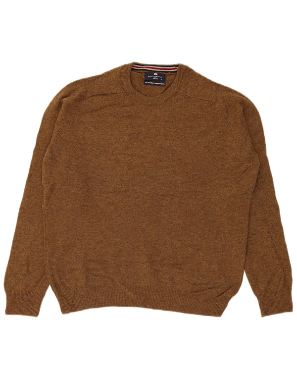 Marks & Spencer Herre sweater med rund hals, medium brun lammeuld
