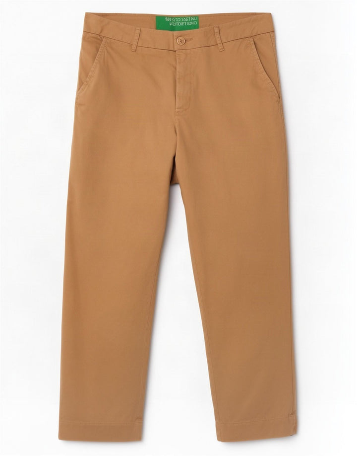 Benetton Womens Cropped Trousers W30 L23 Beige