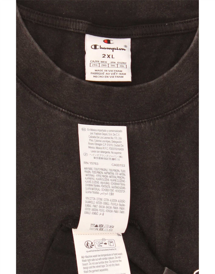 Champion Herre T-Shirt Top 2XL Sort Bomuld