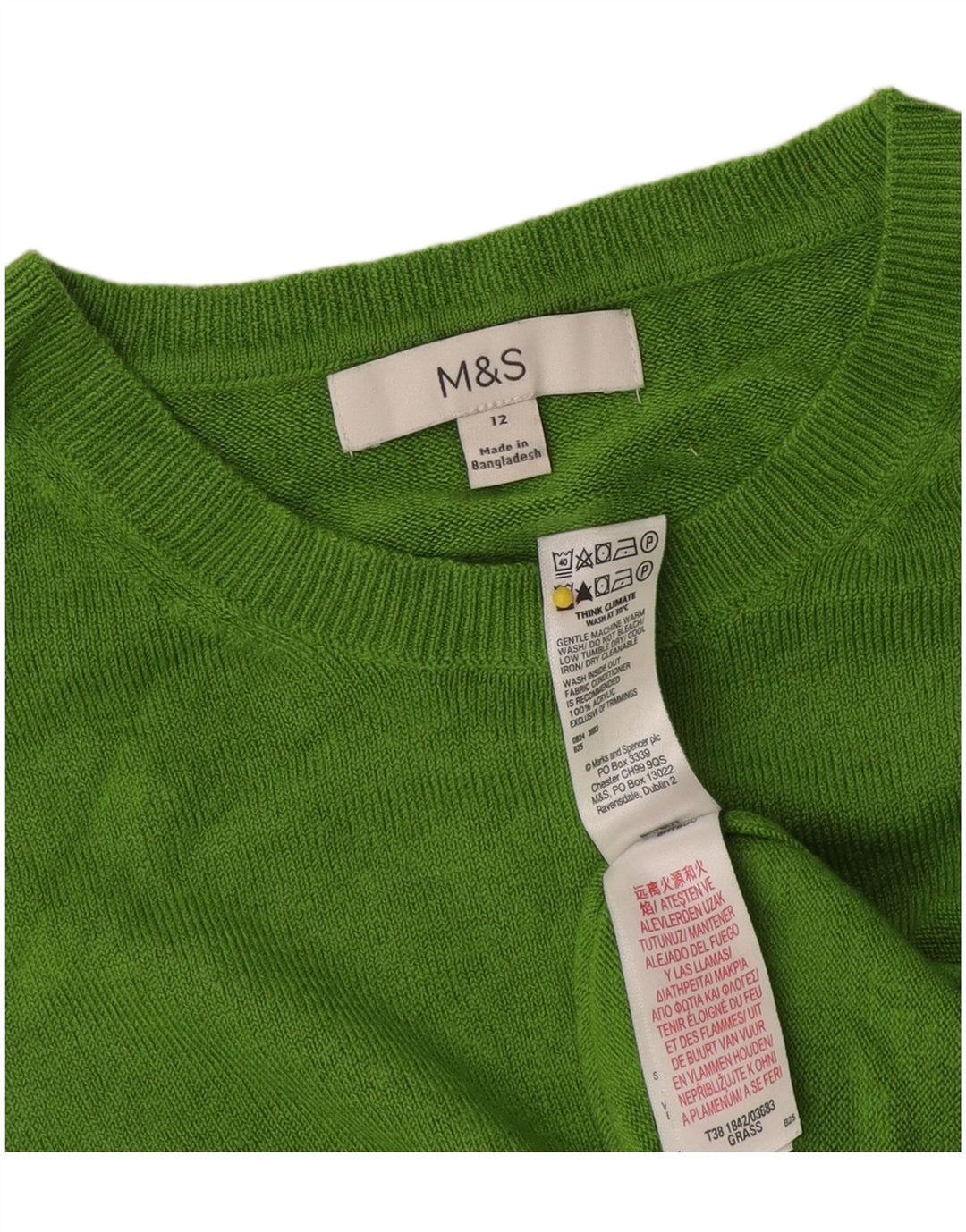 Marks & Spencer Dame sweater med rund hals DK 12 Medium Grøn Akryl