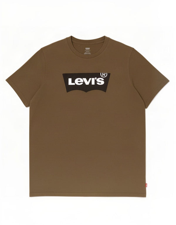Levi's Herre Standard Grafisk T-Shirt Top Stor Khaki Bomuld
