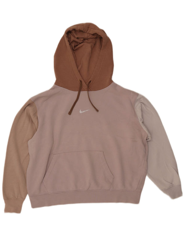 NIKE Womens Crop Oversized hættetrøje Jumper UK 14 Medium Pink Colourblock