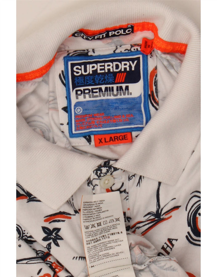 Superdry Hawaii poloshirt til mænd XL hvid bomuld