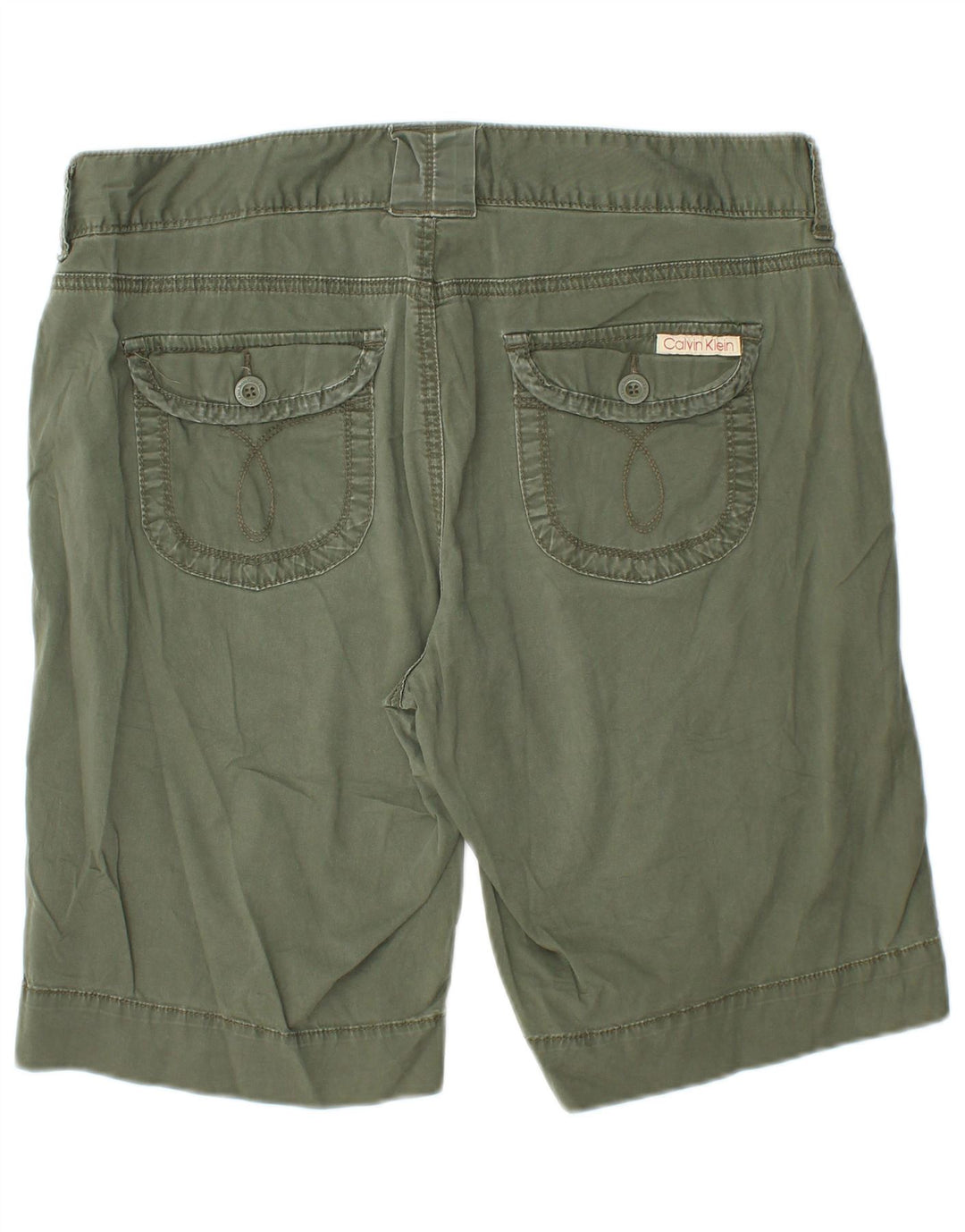 CALVIN KLEIN Kvinder Casual Shorts US 14 XL W34 Khaki Bomuld