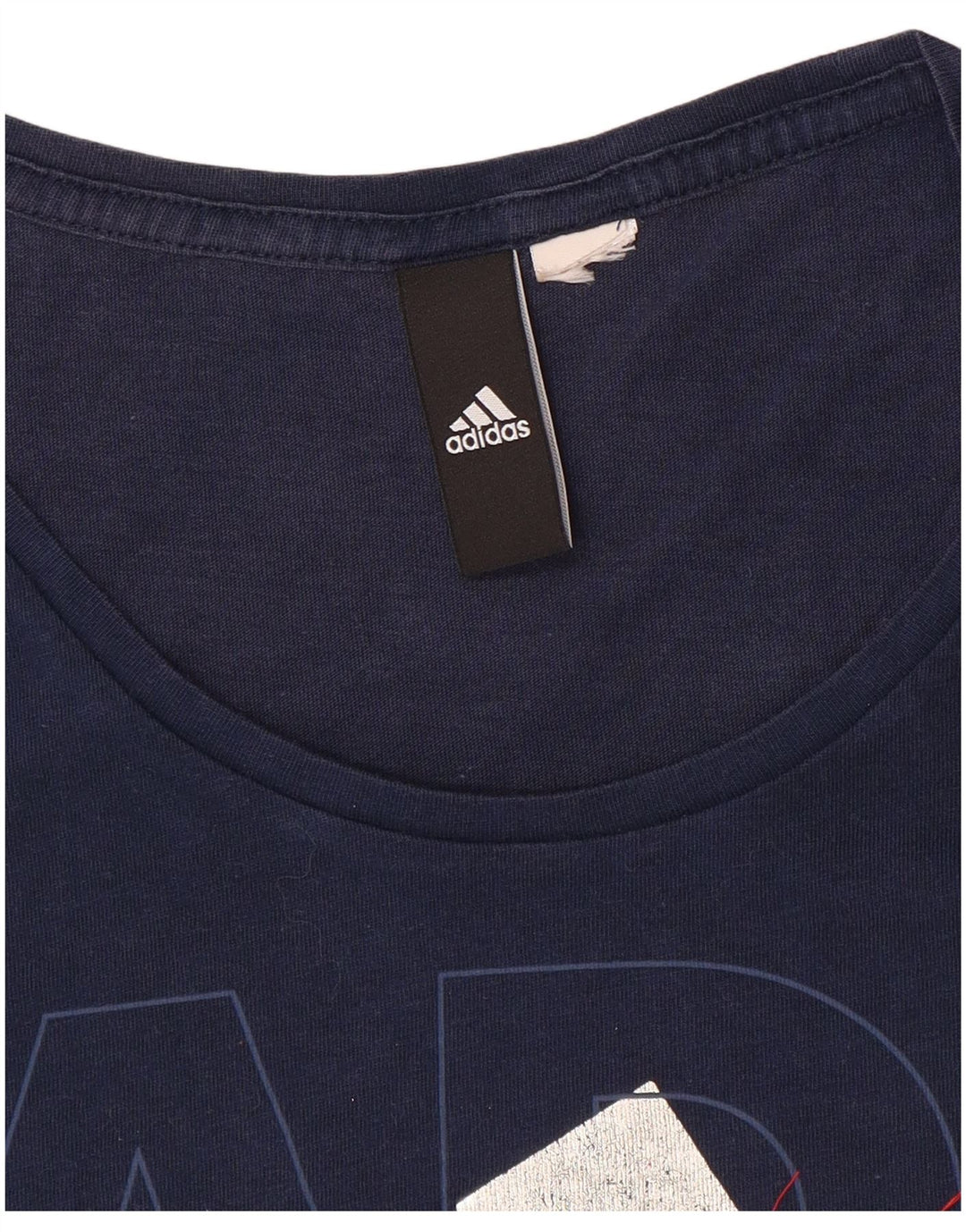 Adidas Dame Grafisk T-Shirt Top UK 12 Medium Navy Blue