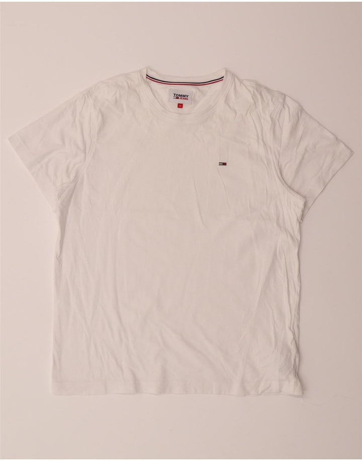 TOMMY HILFIGER Womens T-Shirt Top UK 14 Medium White Cotton Vintage Tommy Hilfiger and Second-Hand Tommy Hilfiger from Messina Hembry 