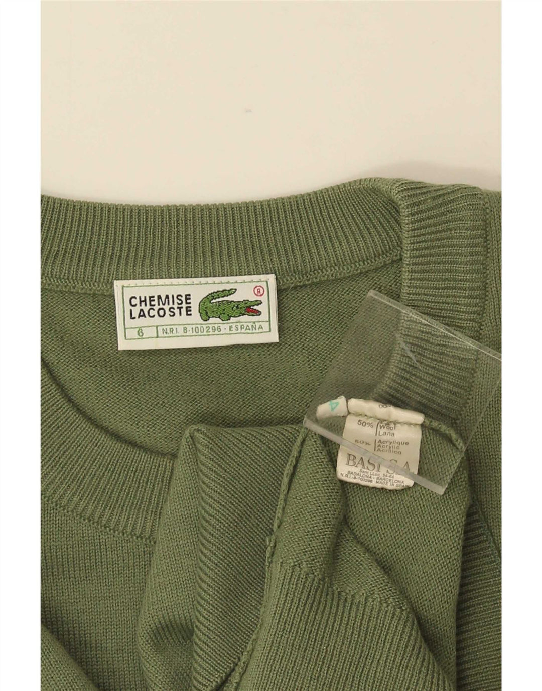 Lacoste Herre trøjetrøje med rund hals str. 6 XL Grøn uld