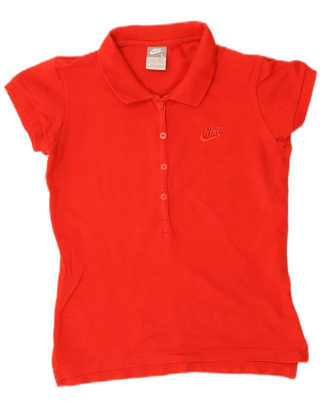 NIKE Womens Polo Shirt UK 14/16 Large Red Cotton