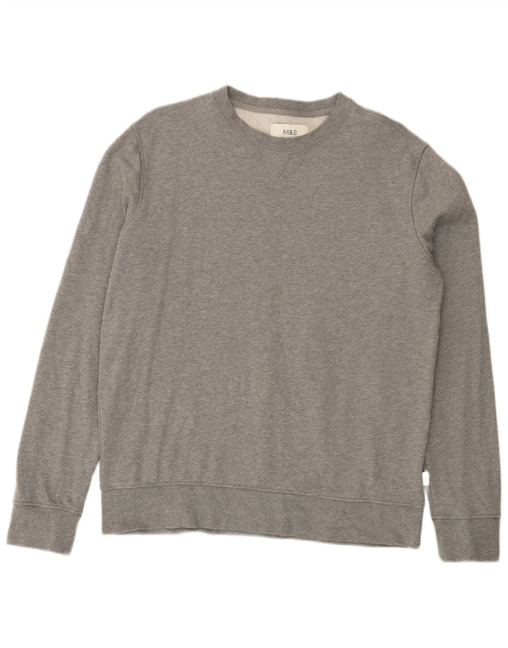 Marks & Spencer Herre sweatshirt Jumper Medium Grey Flecked Bomuld