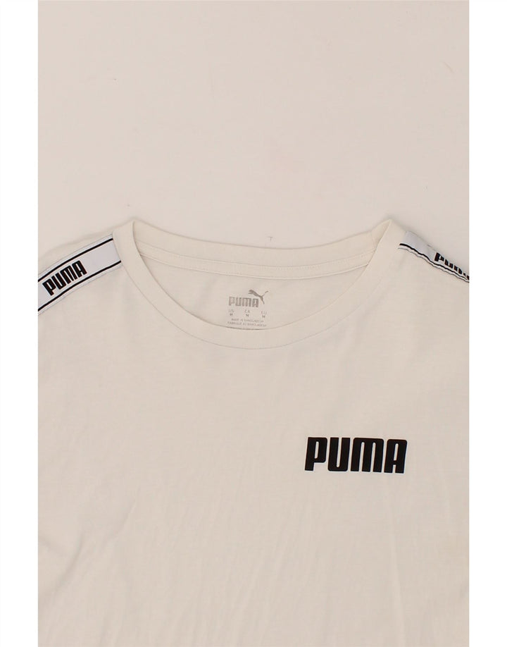 PUMA Mens Graphic T-Shirt Top Medium White Cotton Vintage Puma and Second-Hand Puma from Messina Hembry 