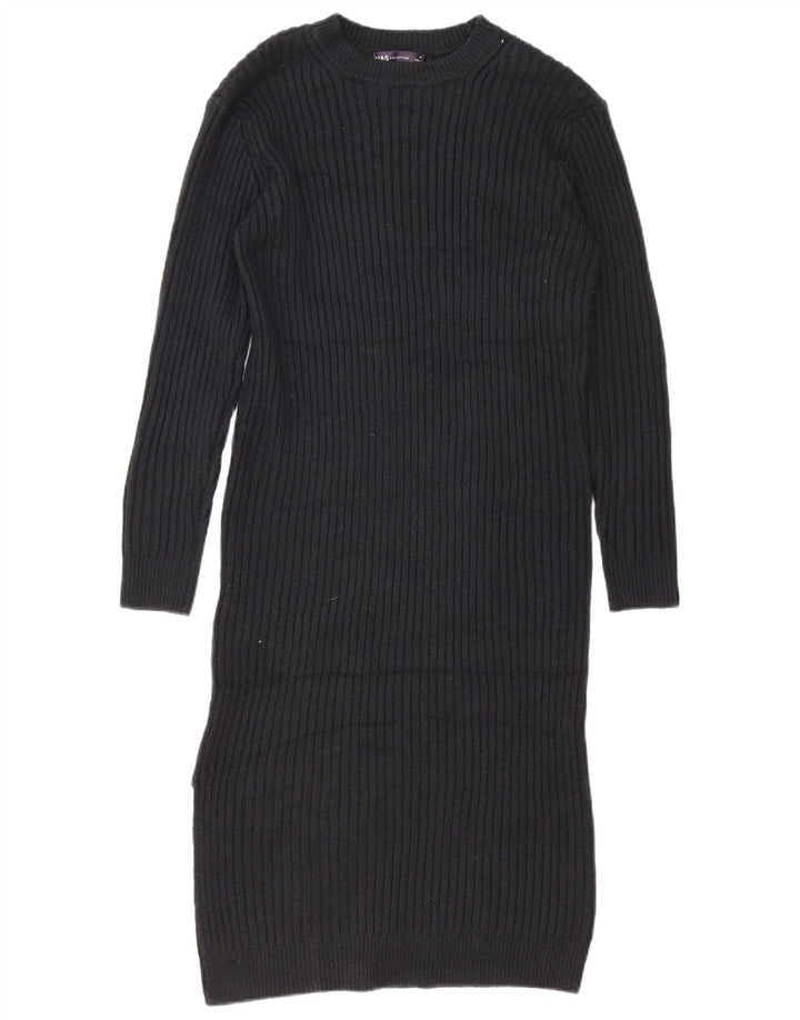Marks & Spencer Dame Langærmet Jumper Kjole UK 14 Medium Sort