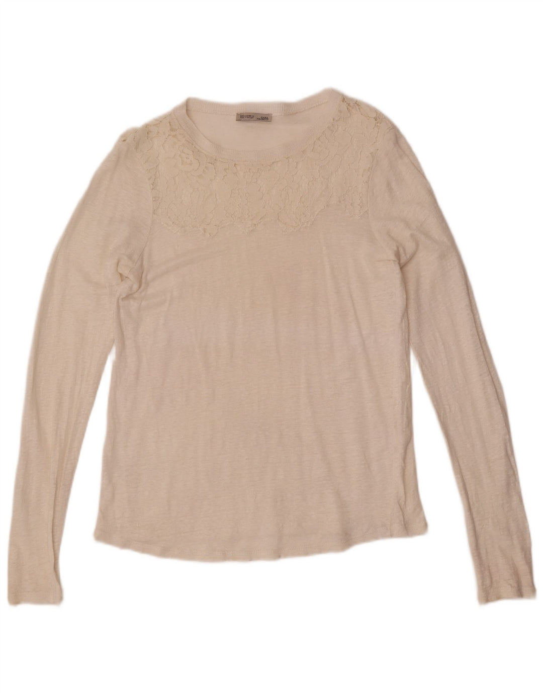 Zara Dame Top Langærmet UK 12 Medium Off White Floral