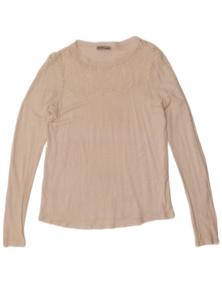 Zara Dame Top Langærmet UK 12 Medium Off White Floral