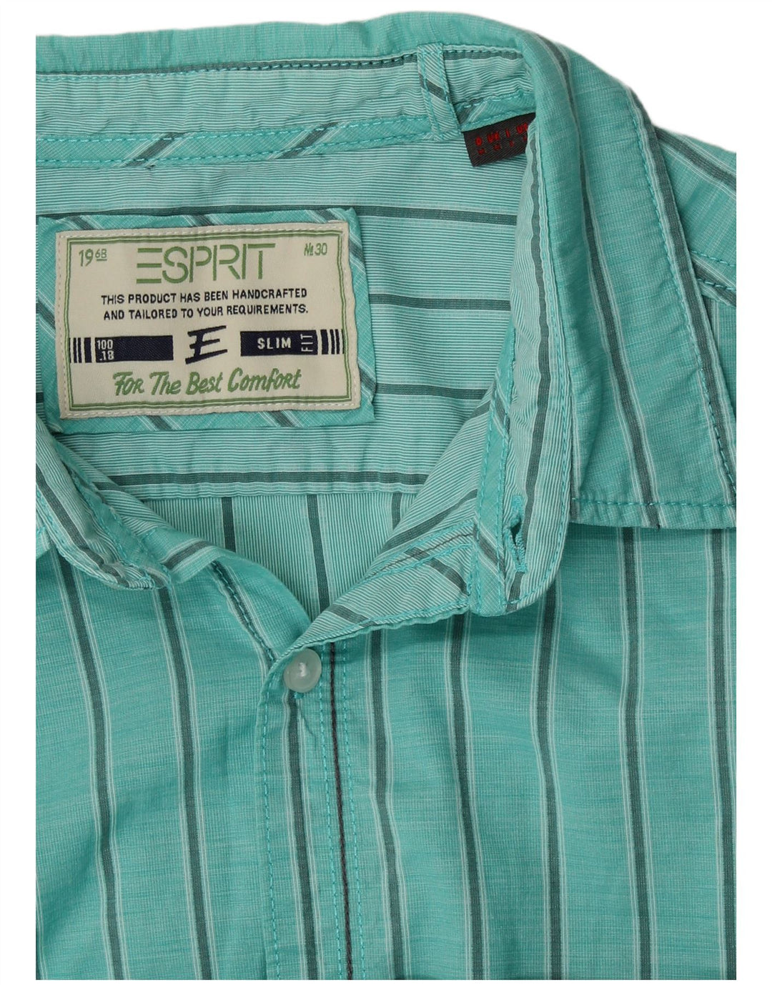 ESPRIT Herre Slim Fit skjorte Medium turkis nålestribet