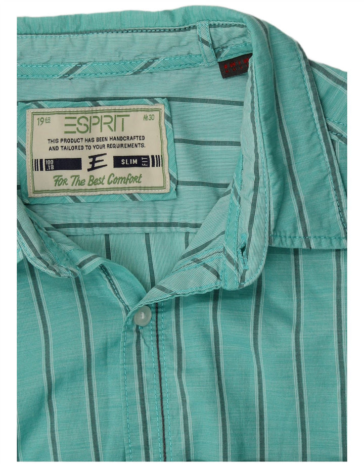 ESPRIT Herre Slim Fit skjorte Medium turkis nålestribet