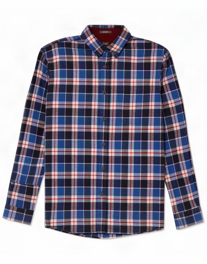 Eddie Bauer Herre Relaxed Fit Flanelskjorte Medium Blue Ternet Bomuld