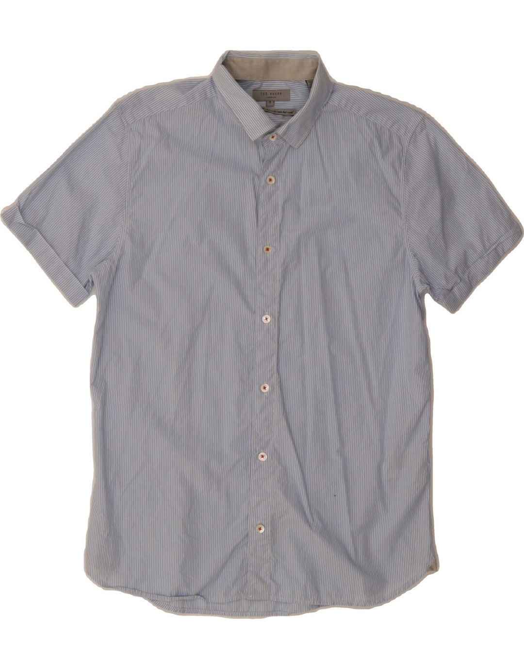TED BAKER Mens Short Sleeve Shirt Size 3 Medium Blue Pinstripe Cotton Vintage Ted Baker and Second-Hand Ted Baker from Messina Hembry 