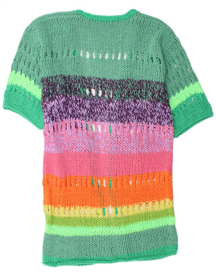 Vintage dame cardigan sweater 3/4 ærmer UK 14 Medium Flerfarvet
