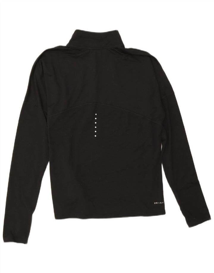 Nike Dame Dri Fit Pullover med lynlås-hals Træningsdragt Top UK 14 Medium Sort