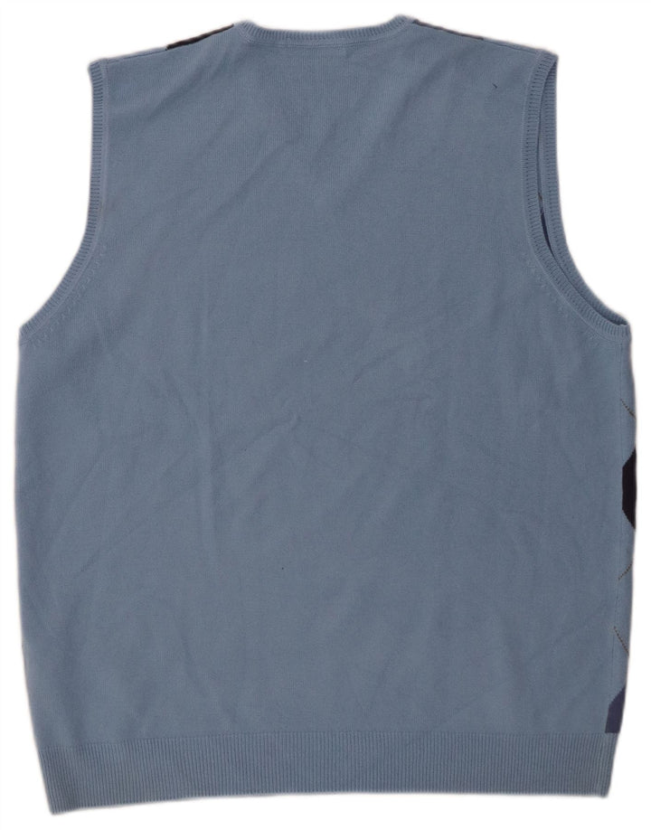 Marks & Spencer Herre Autograph Vest Tank Top Large Blue Argyle/Diamond