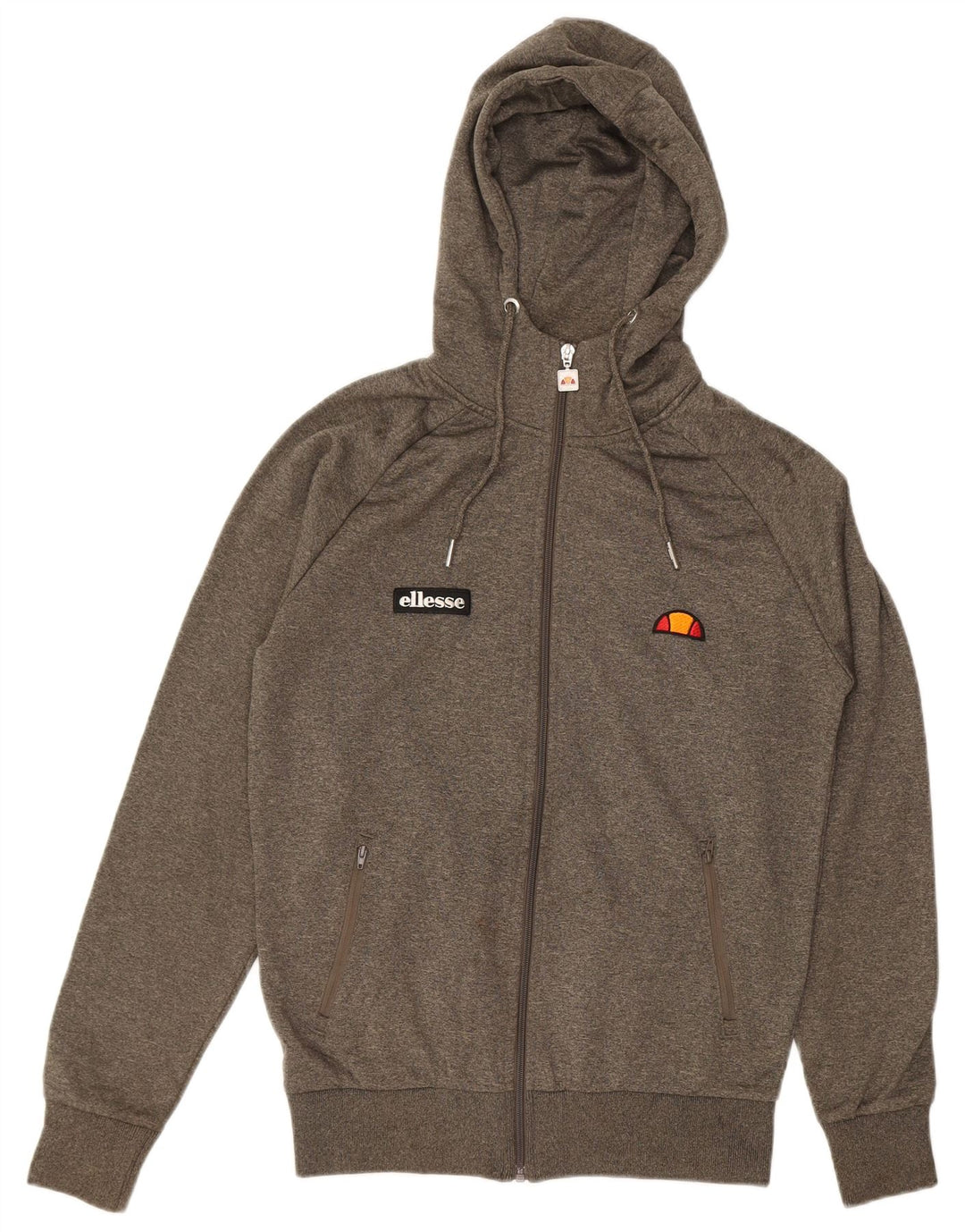 ELLESSE Mens Graphic Zip Hoodie Sweater XS Grey Flecked Polyester