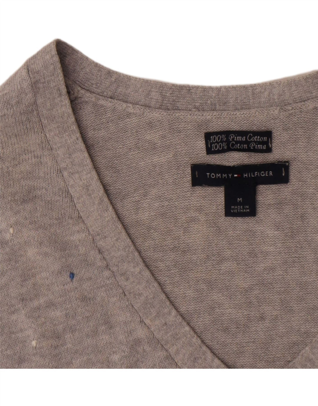 Tommy Hilfiger Dametop Langærmet UK 12 Mellemgrå plettet bomuld