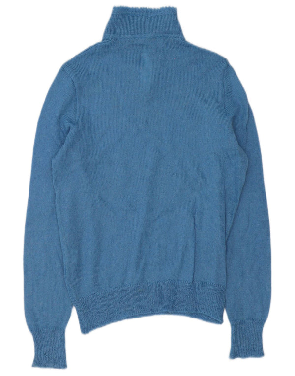 Cellini Dame Turtle Neck Jumper Sweater UK 10 Small Blue Floral Acryl